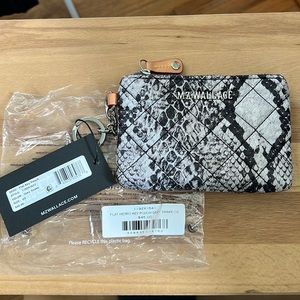 MZ Wallace Flat Metro Key Pouch Wallet NWT Grey Snake RFID